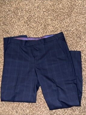 Sean John Navy Windowpane Dress Pants
